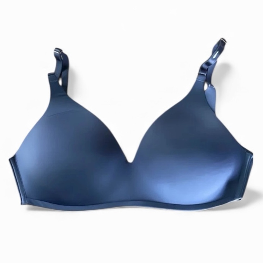 SOMA Bra Size 36C Vanishing 360 Wireless Smooth Padded T Shirt Blue Back Close